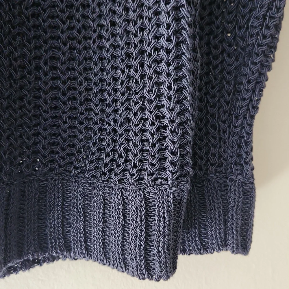 Rag & Bone Blue Cotton Shaker-stitch Raglan Sweater Size M